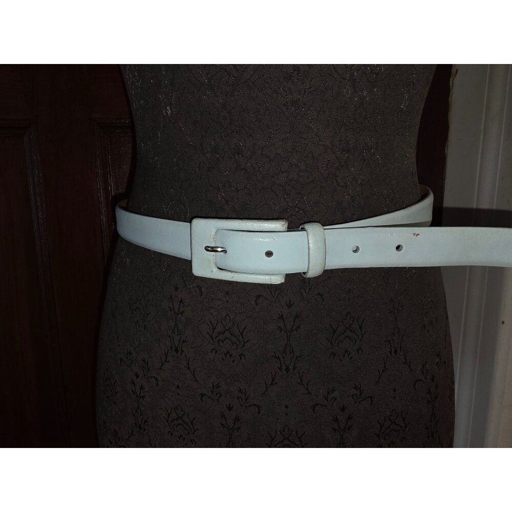 Genuine Italian Leather Fina Firenze Light Blue Belt With Silver Buckle